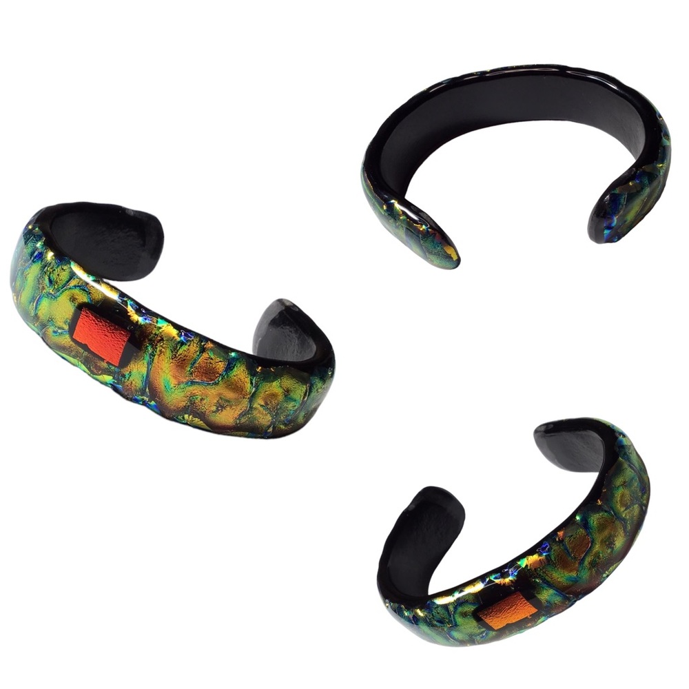 Kirkland Artist Co-Op - Vintage Dichroic Glass Cuff Bracelet - OS